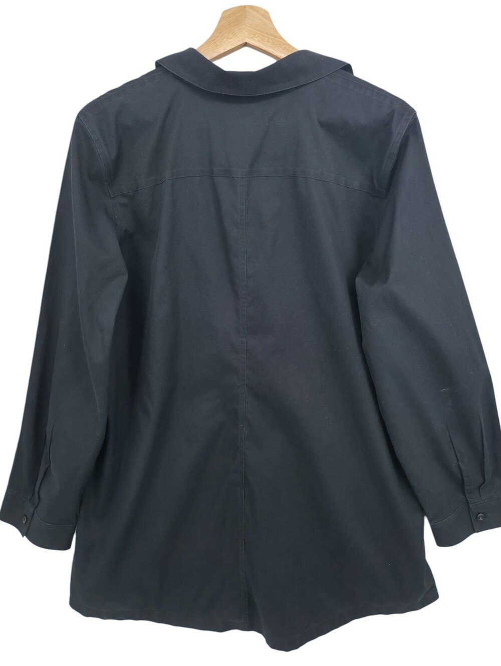 Chico's No Iron Black 100% Cotton Hidden Button Tunic Blouse Large Size 2 - Picture 5 of 9